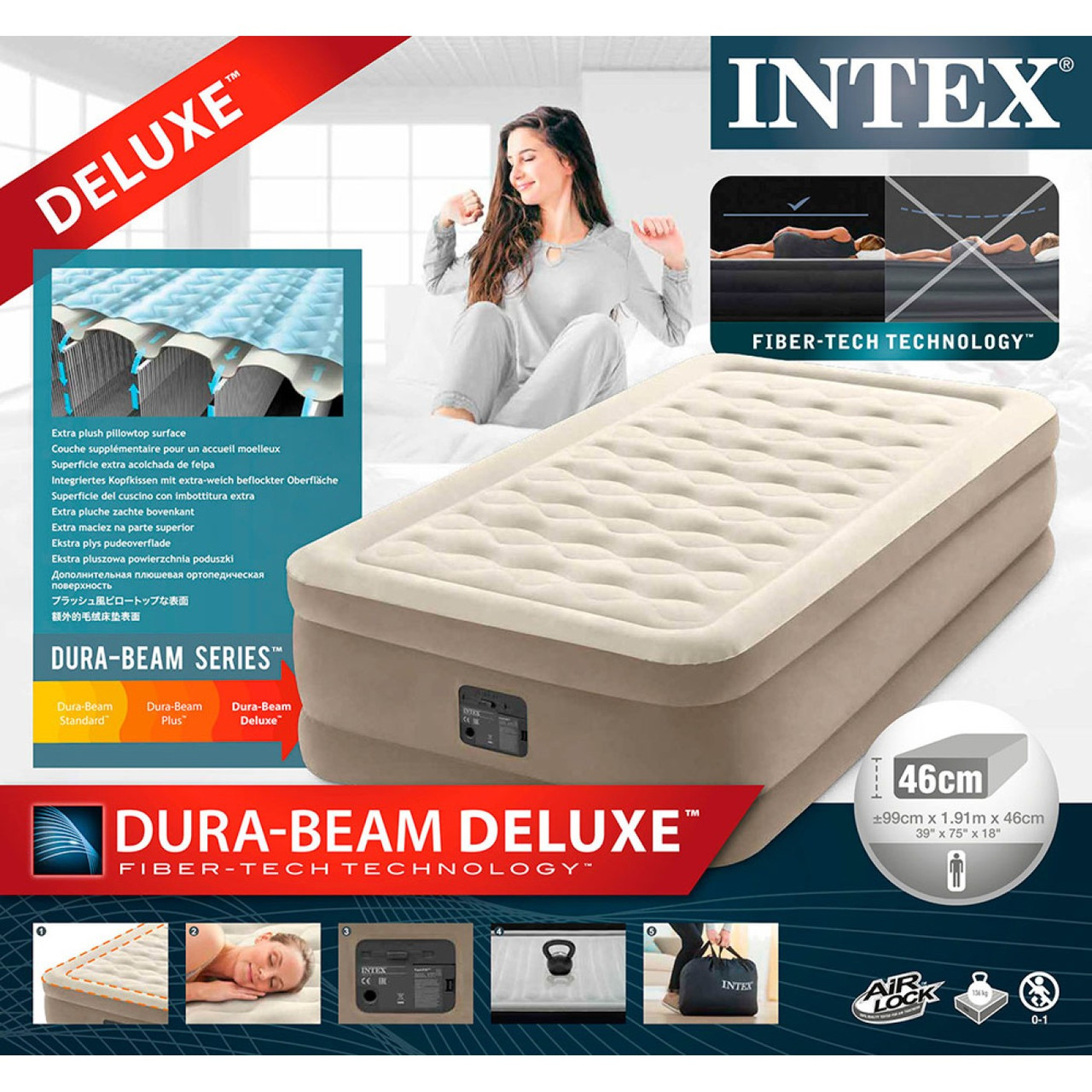 Кровать надувная со встроенным электронасосом Intex Ultra Plush Dura-Beam Deluxe, 64426 (191*99*46 см) - фото 6 - id-p224804584