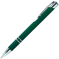 Ручка шариковая, Legend Soft Touch Mirror Silver, зеленая