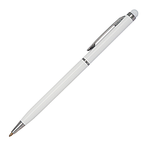 Ручка шариковая, СЛИМ СМАРТ, металлическая, белая/серебристая