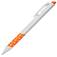 Ручка шариковая, пластиковая, белая/оранжевая, Pixel