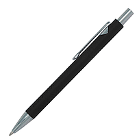 Ручка шариковая, Prestige, софт тач, металлическая, черная/серебристая