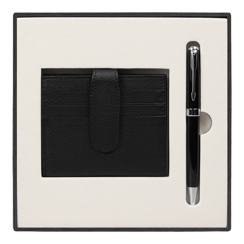 Набор подарочный Solution Superior Duo (ручка Universal, металл, черный/серебро, футляр для кредитных карт - фото 1 - id-p224807029