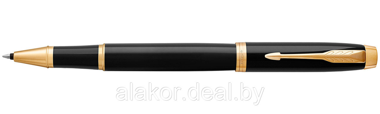 Ручка-роллер Parker "IM Black Lacquer GT" золотистый, черный, 0.5