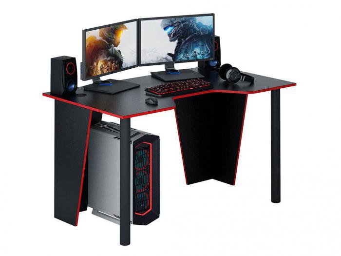 Компьютерный игровой геймерский стол VS14 черный красный красивый оригинальный дизайнерский - фото 1 - id-p224654335
