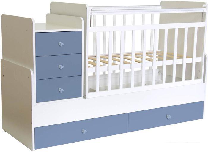 Детская кроватка Фея 1100 (белый/синий) - фото 1 - id-p224534935