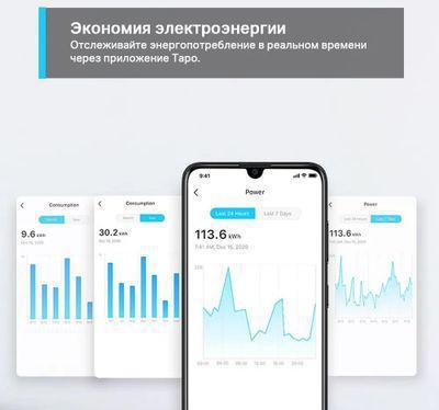 Умная розетка TP-LINK TAPO P110 EU VDE Wi-Fi белый - фото 7 - id-p224789117