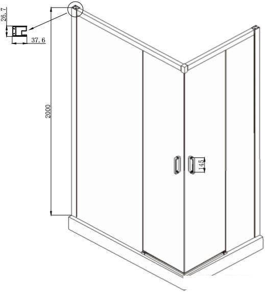 Прямоугольное душевое ограждение с раздвижными дверями 11011106L, 120*80*200 см (прозрачное 6 мм стекло - фото 8 - id-p224536018