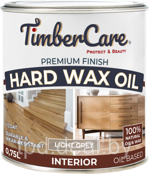 ЦВЕТНОЕ ЗАЩИТНОЕ МАСЛО С ТВЕРДЫМ ВОСКОМ TimberCare Hard Wax Color Oil,Светло-серый, сатин банка 0,75 л - фото 1 - id-p194153296