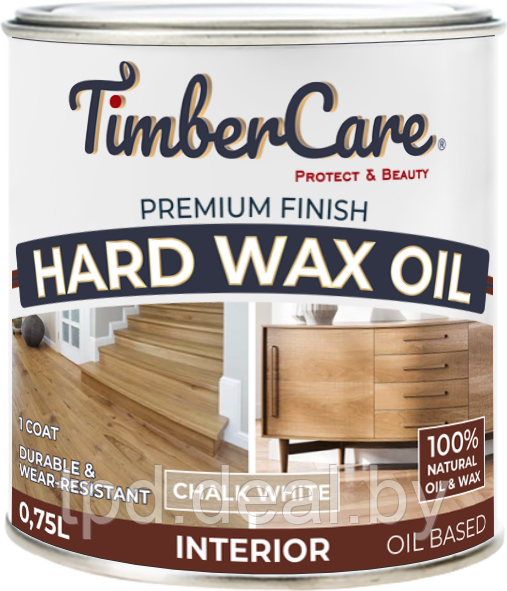 ЦВЕТНОЕ ЗАЩИТНОЕ МАСЛО С ТВЕРДЫМ ВОСКОМ TimberCare Hard Wax Color Oil,Белый мел, сатин банка 0,75 л - фото 1 - id-p194153289