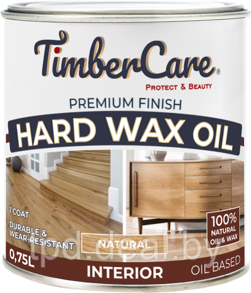 ЦВЕТНОЕ ЗАЩИТНОЕ МАСЛО С ТВЕРДЫМ ВОСКОМ TimberCare Hard Wax Color Oil,Натуральный, сатин банка 0,75 л - фото 1 - id-p194153294