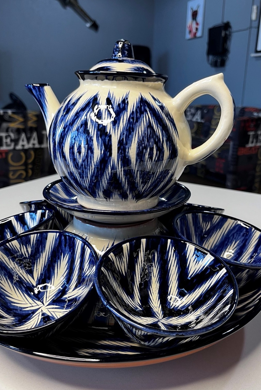 Узбекский чайный сервиз на 6 персон Голубой Атлас - фото 5 - id-p220610546