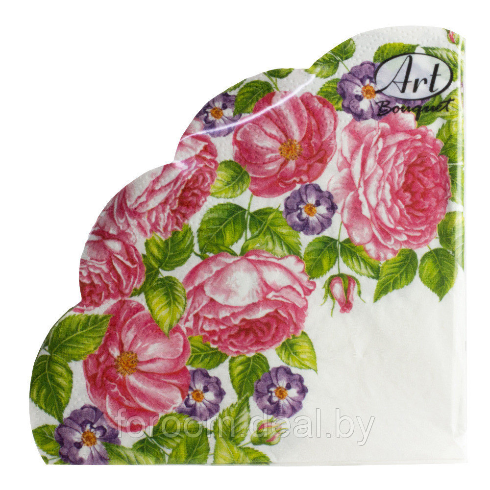 Салфетки бумажные "Розы" (d)32см, 3 слоя, 12шт. Bouquet Art Rondo 42734