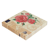 Салфетки бумажные "Романтические розы на бежевом" 33x33см, 3 слоя, 20шт. Bouquet Art 57269