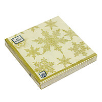 Салфетки бумажные "Снегопад. Золото" 33x33см, 3 слоя, 20шт. Bouquet Art 37879