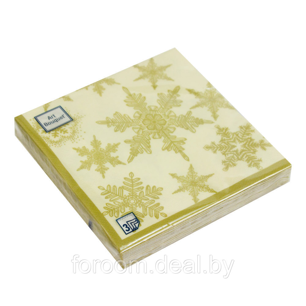 Салфетки бумажные "Снегопад. Золото" 33x33см, 3 слоя, 20шт. Bouquet Art 37879 - фото 1 - id-p224818786
