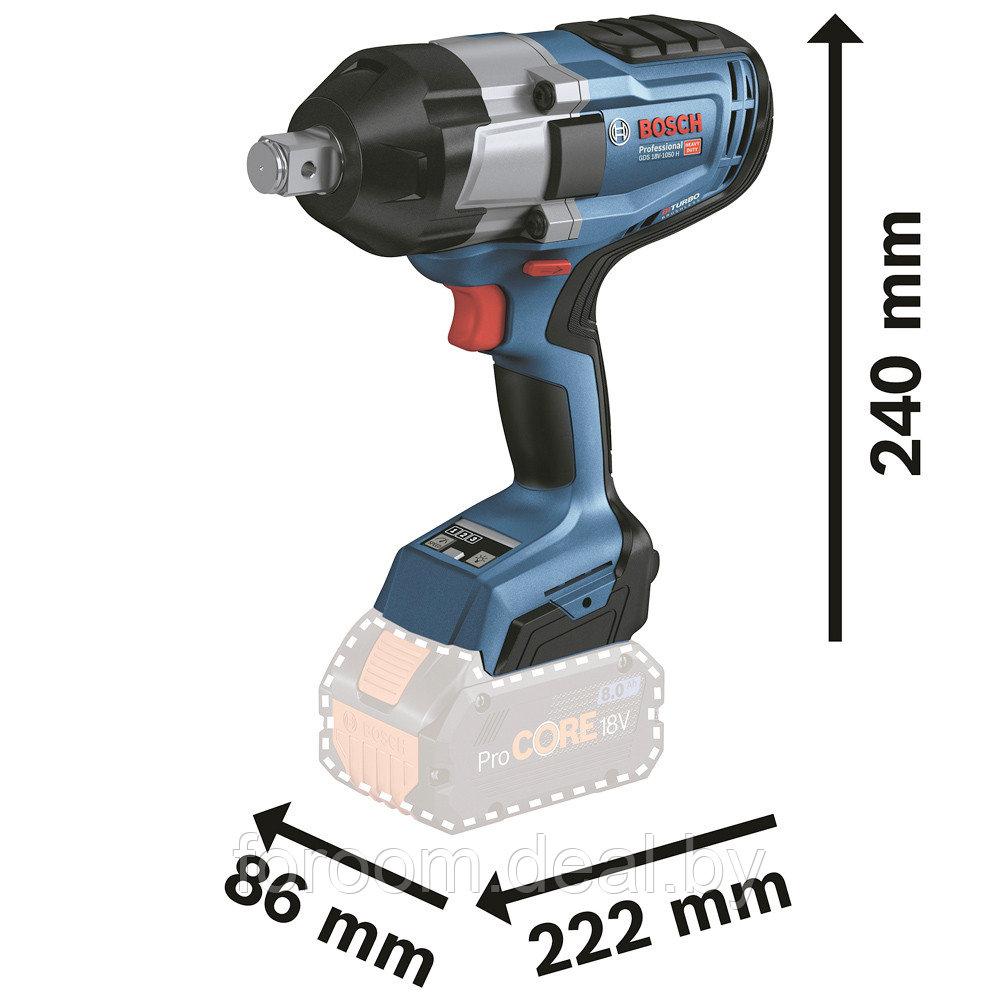 Гайковерт аккумуляторный GDS 18V-1050 H Professional BOSCH (06019J8502) - фото 3 - id-p224821671