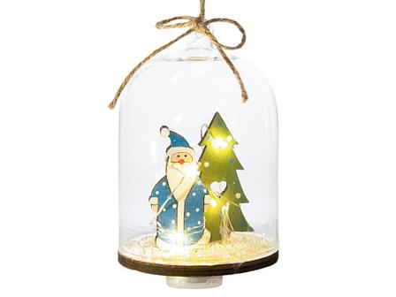 Новогоднее украшение Дед Мороз в колбе из древесины тополя и стекла, со светодиодной подсветкой, в комплекте с, фото 2