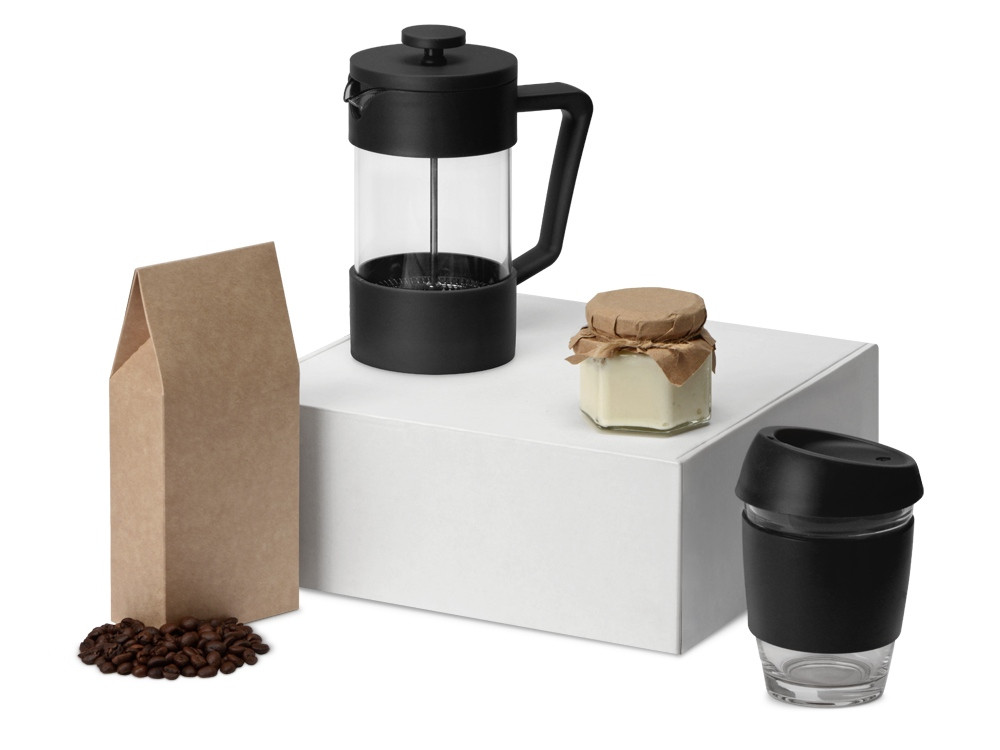 Подарочный набор с кофе, кружкой и френч-прессом Бодрое утро, черный - фото 1 - id-p224823312
