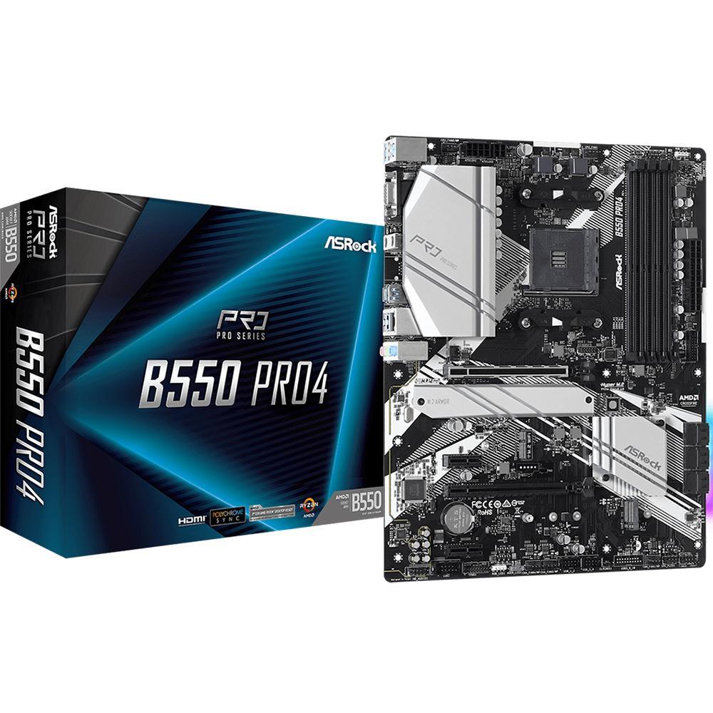 Материнская плата ASRock B550 PRO4 (RTL) AM4 B550 2xPCI-E Dsub+HDMI GbLAN SATA ATX 4DDR4 - фото 1 - id-p224823696