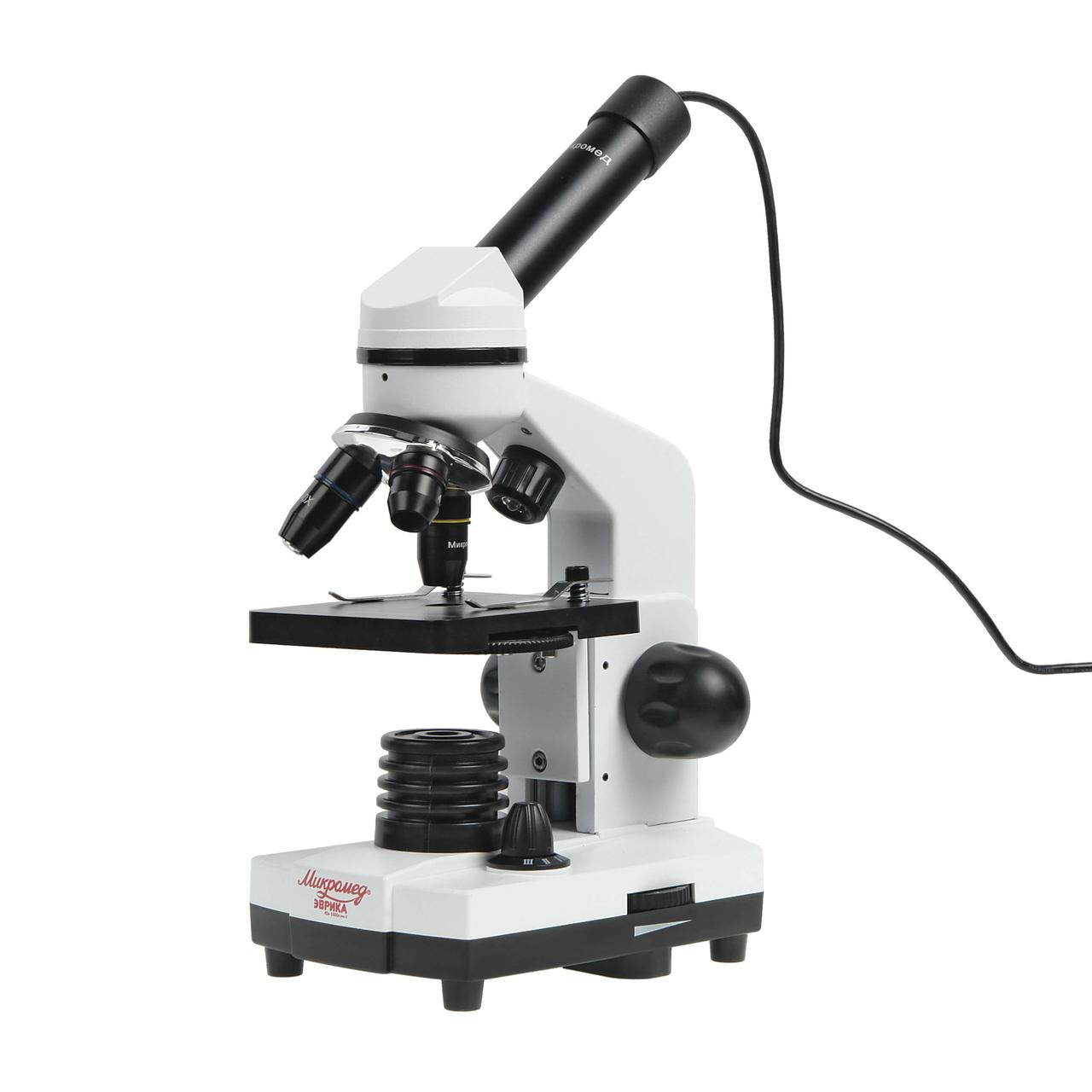 Микроскоп школьный Эврика 40х-1600х (вар. 2) с видеоокуляром - фото 1 - id-p224823726