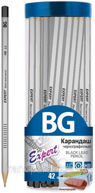 Карандаш чернографитный BG Expert, HB, шестигранный, заточенный, европодвес, арт.KR4628