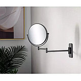 Зеркало косметическое увеличение 5х поворотное к стене черное (9341MB), фото 4