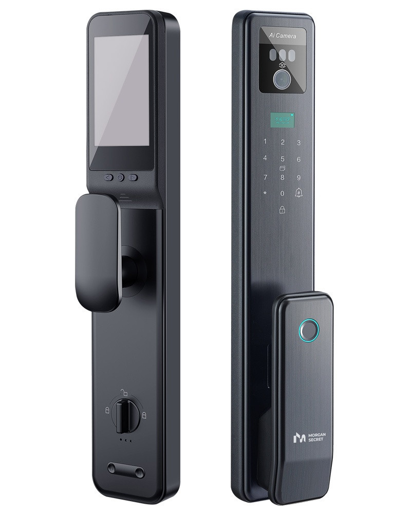 Электронный биометрический дверной замок Morgan Secret SN-F78U автоматический с видеодомофоном и face id - фото 1 - id-p224825982