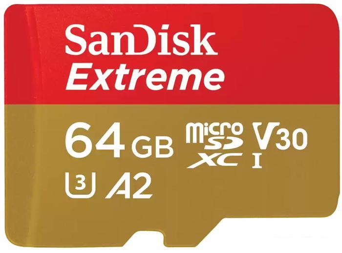 Карта памяти SanDisk Extreme SDSQXAH-064G-GN6GN microSDXC 64GB - фото 1 - id-p222831449