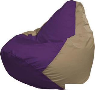 Кресло-мешок Flagman Груша Макси Г2.1-70 (бежевый темный/фиолетовый)