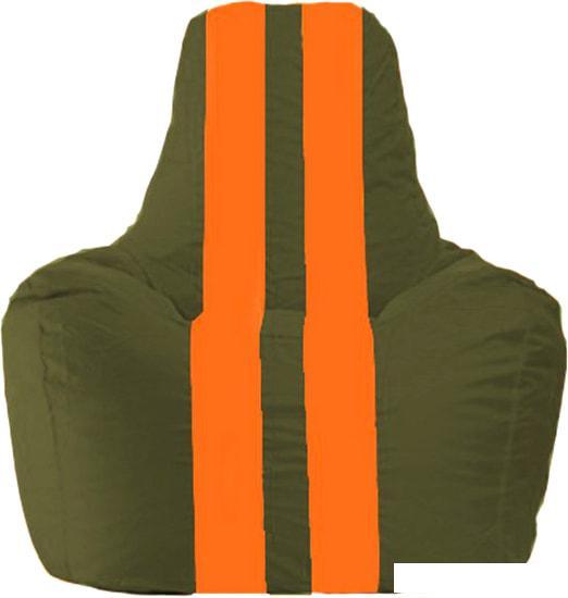 Кресло-мешок Flagman Спортинг С1.1-56 (тёмно-оливковый/оранжевый) - фото 1 - id-p224103560