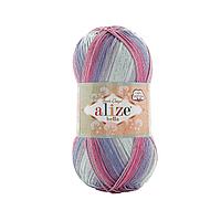 Пряжа Alize Bella Batik 100г цвет 3686 розовый,голубой