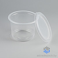 Супница на 500 мл ПП с крышкой черная/прозрачная, 50 шт/упак.