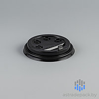 Крышка к стаканам бумажным черная / прозрачная, 100 штук в упаковке