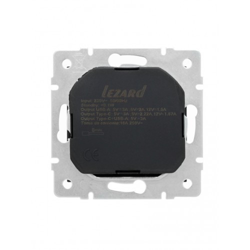 Розетка с/з + USB разъём Lezard Vesna чёрный бархат - фото 3 - id-p224830420
