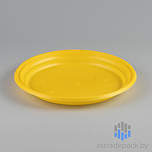 Тарелка пластиковая Д-205 мм желтая (упаковка - 100 шт.)