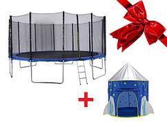 Батут с защитной сеткой и лестницей, 488х85 см + Домик- палатка игровая детская, Ракета, ARIZONE