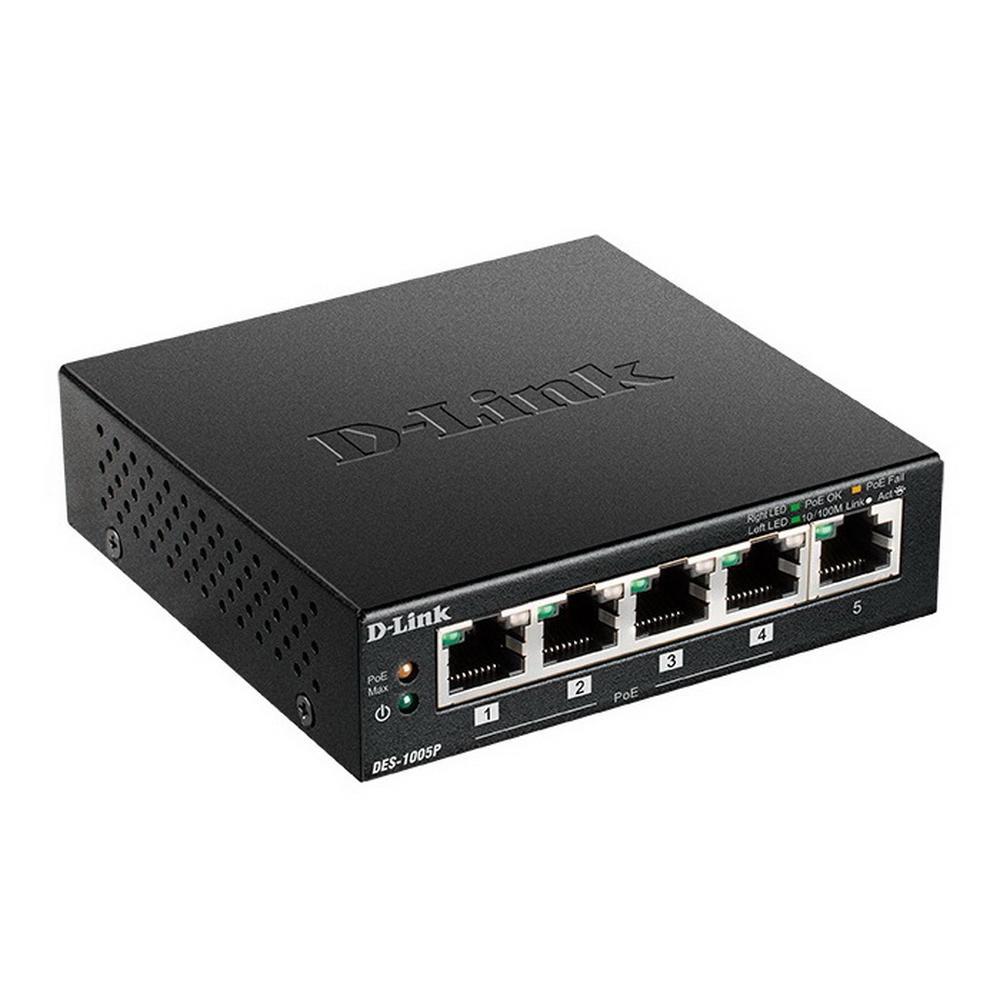 D-Link DES-1005P/B1A Неуправляемый коммутатор с 5 портами 10/100Base-TX, функцией энергосбережения и - фото 1 - id-p224835648