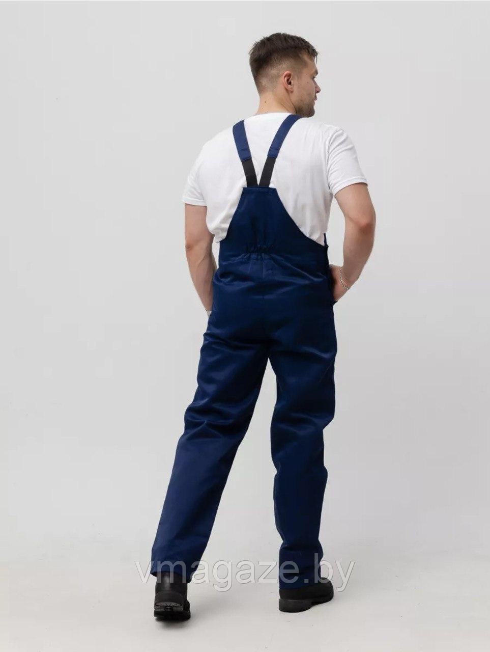 Полукомбинезон рабочий, мужской (с отделкой, цвет т-синий) - фото 3 - id-p176842885