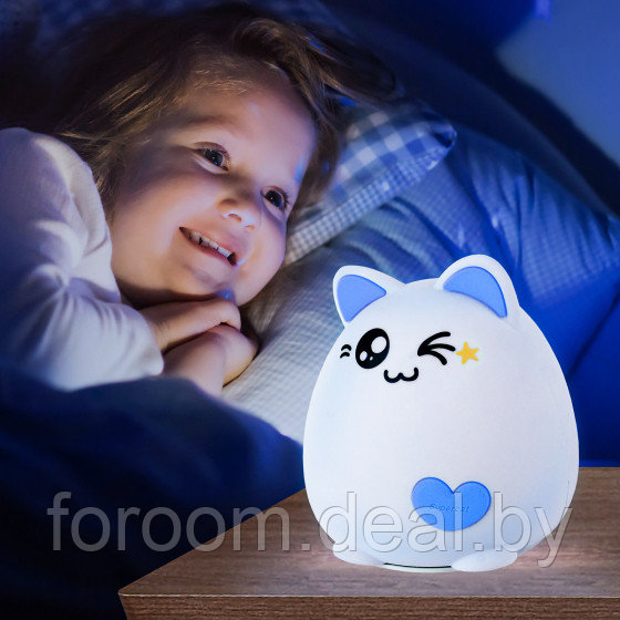 Ночник Эра "Кот" с выключателем NLED-413-1W-BU белый с синим - фото 8 - id-p224838440