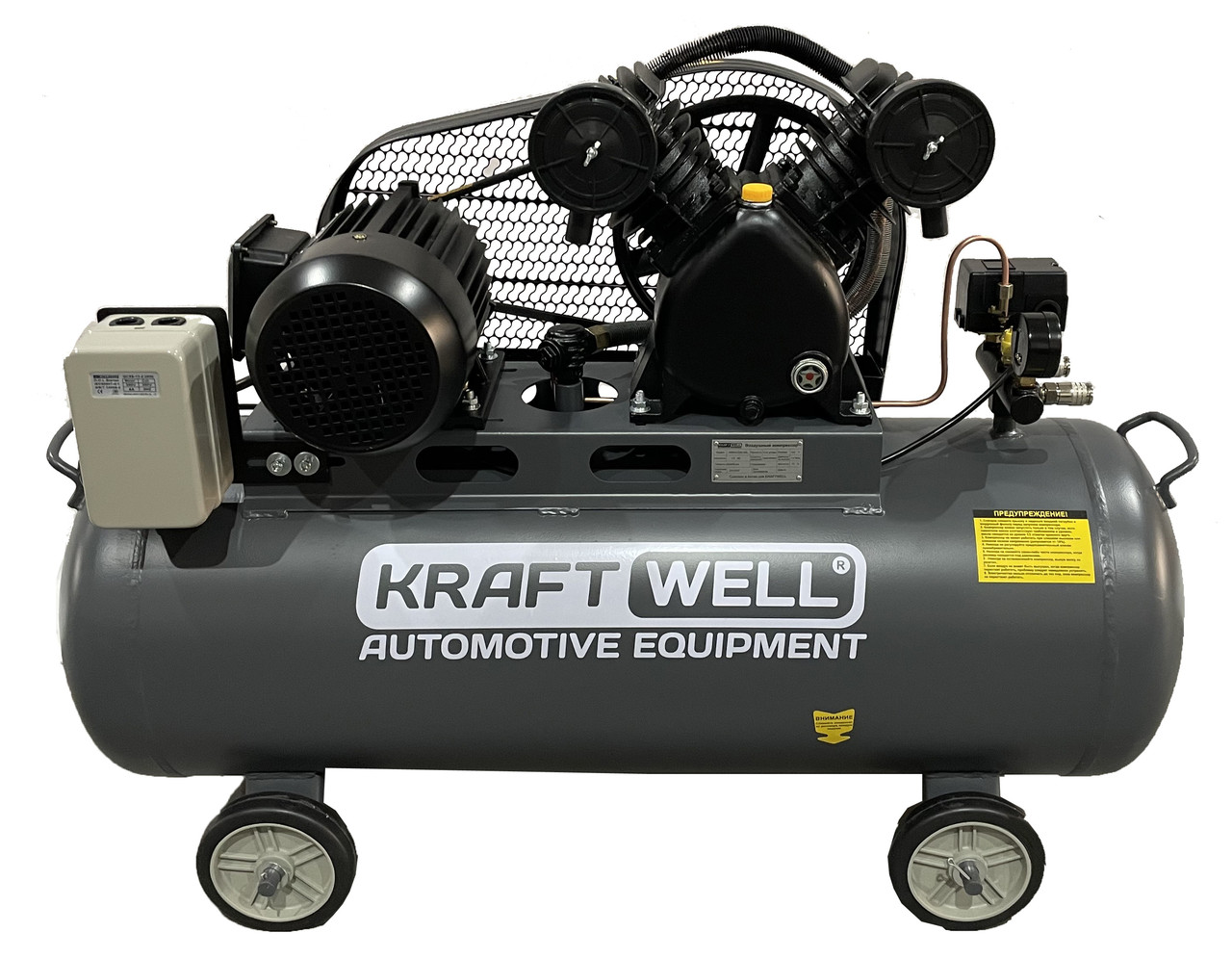 KraftWell KRW-AC420-100L/220 Компрессор поршневой 420 л/мин, 10 бар, 100 л, 220В - фото 1 - id-p224840520