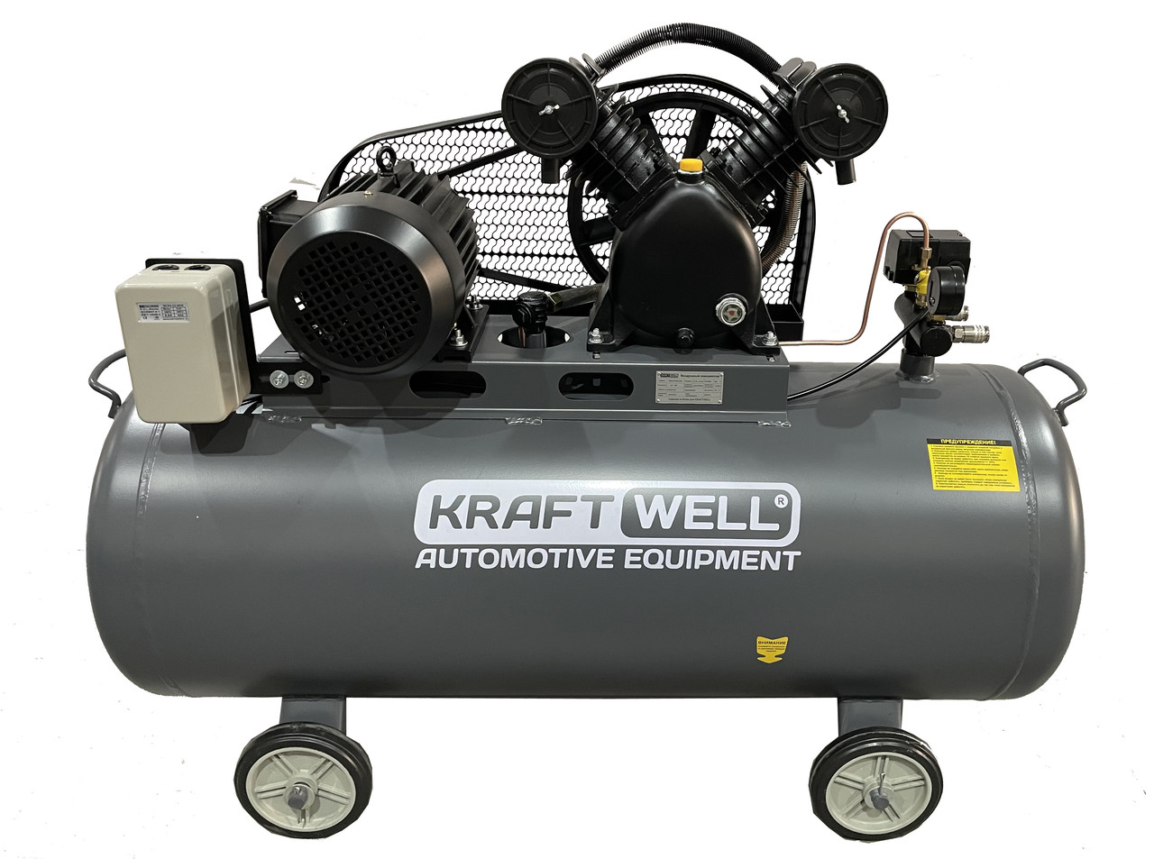 KraftWell KRW-AC580-200L Компрессор поршневой 580 л/мин, 10 бар, 200 л, 380В - фото 1 - id-p224840522