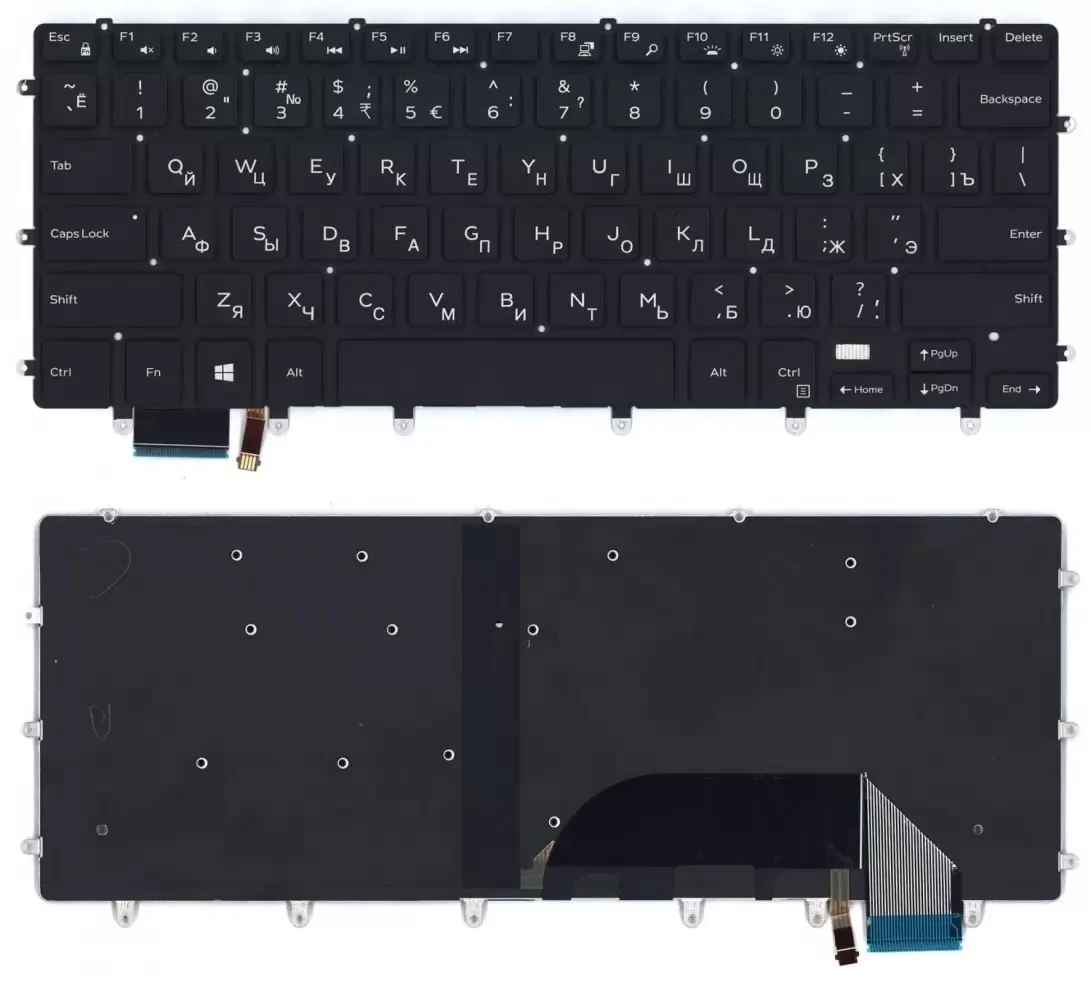 Клавиатура для ноутбука Dell XPS 15 9550, черная с подсветкой - фото 1 - id-p224840550