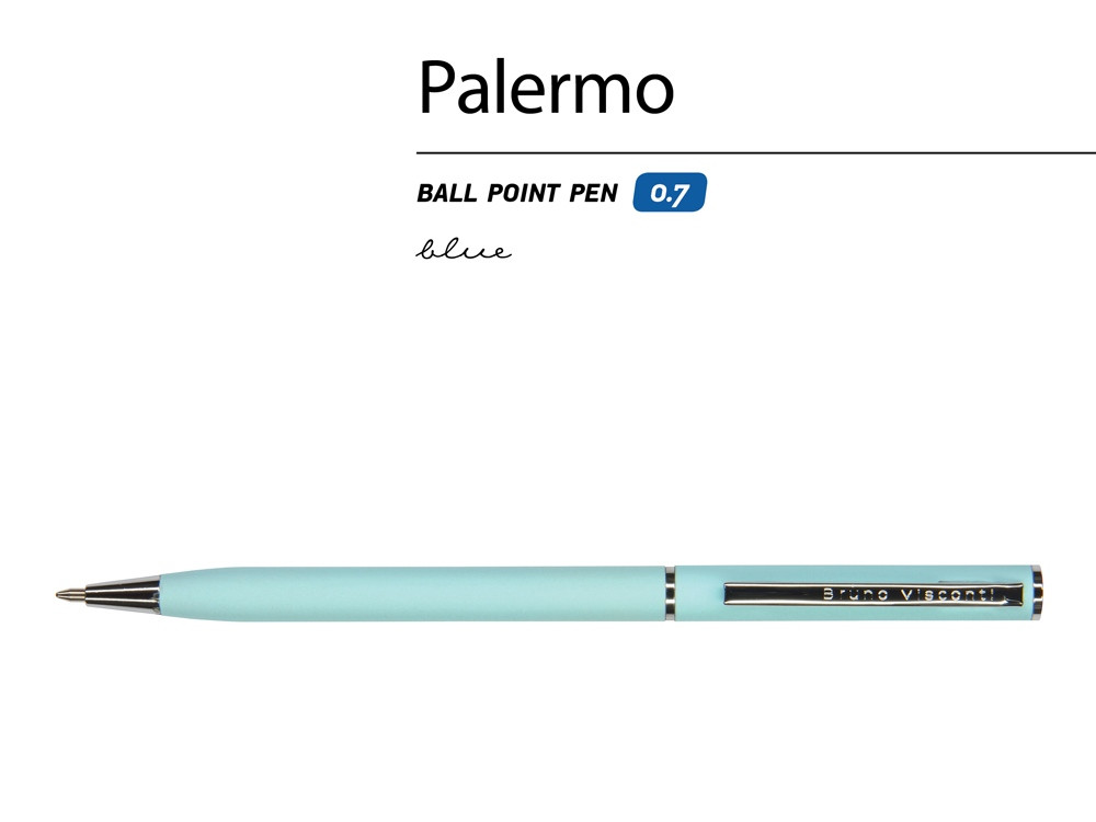 Ручка Palermo шариковая автоматическая, нежно- голубой металлический корпус, 0,7 мм, синяя - фото 2 - id-p224840894