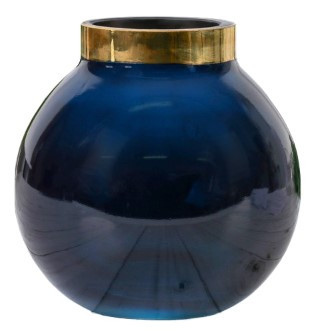 Ваза стеклянная «Титания. Токио-2» 14*11 см, диаметр горлышка 5,5 см, синяя - фото 1 - id-p224854578