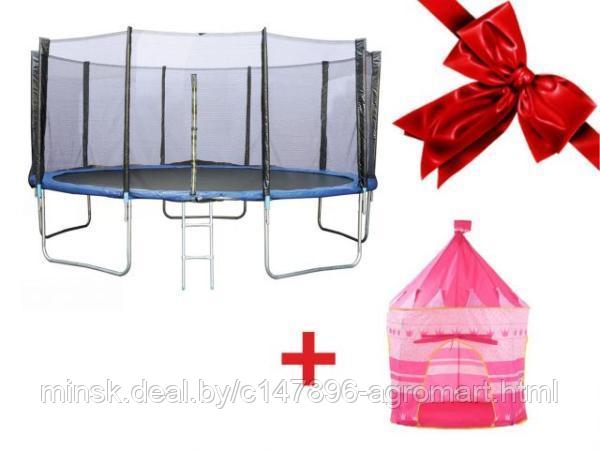 Батут с защитной сеткой и лестницей, 457.5х85 см + Домик- палатка игровая детская, Замок, ARIZONE - фото 1 - id-p224855060