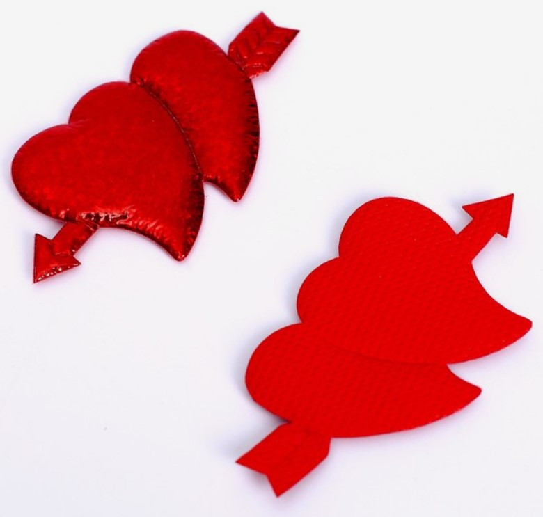 Сердечки декоративные Sima-Land 6,5*3,3 см, 5 шт., текстиль, красные - фото 1 - id-p224854838