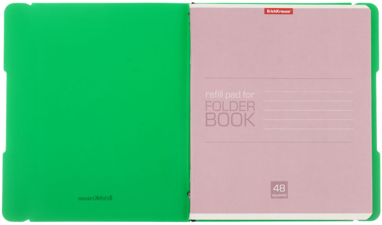 Тетрадь общая А5+, 48 л. на скобе FolderBook Classic 175*205 мм, клетка, зеленая, цвет внутренних обложек -