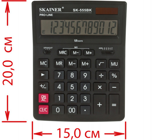 Калькулятор 12-разрядный Skainer SK-555 черный - фото 2 - id-p224854393