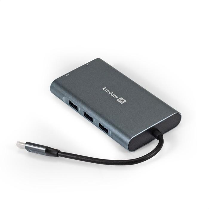 Док-станция ExeGate DUB-31C/MAX EX293985RUS (кабель-адаптер USB Type-C -- 3xUSB3.0 + Card Reader + PD 100W +