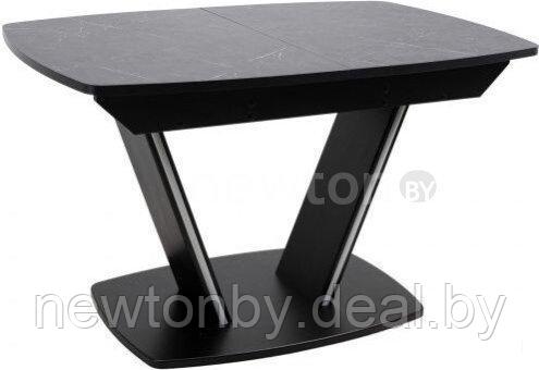 Кухонный стол Аврора Дрезден 130-161.5x80 (камень черный/черный) - фото 1 - id-p224857546